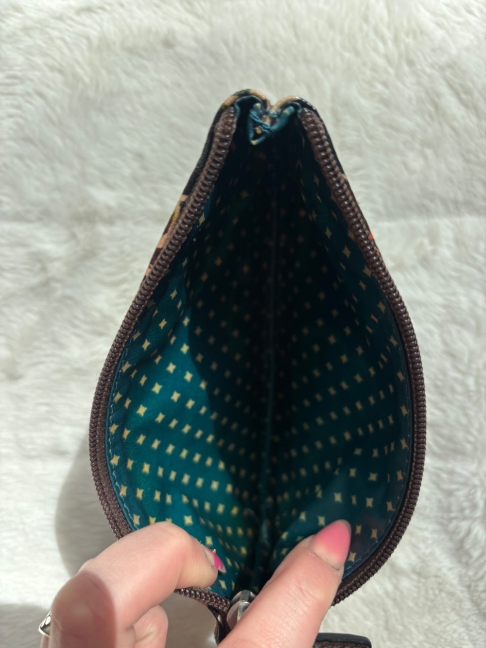Fossil Retro Floral Mandala Slim Pouch Coated Canvas Makeup Bag Wallet - Picture 6 of 11